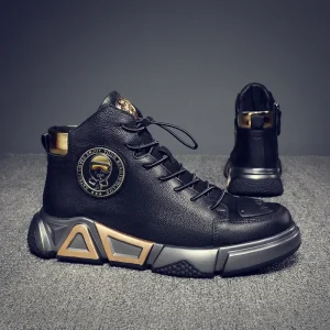 Fashion High Top Leather Casual Sneaker Men